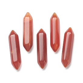 Faceted Natural Red Agate Beads, Healing Stones, Reiki Energy Balancing Meditation Therapy Wand, Double Terminated Point, for Wire Wrapped Pendants Making, No Hole/Undrilled