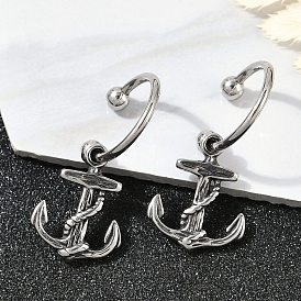 Anchor 316 Surgical Stainless Steel Dangle Half Hoop Earrings for Women