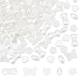 SUPERFINDINGS 400Pcs 5 Style ABS Plastic Imitation Pearl Beads, Mixed Shapes