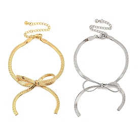 Bowknot 304 Stainless Steel Snake Chain Bracelets for Women