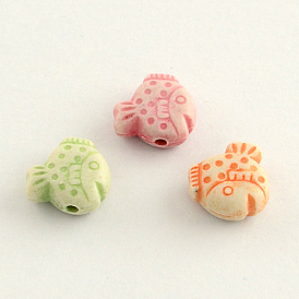 Perles acryliques de style artisanal, poisson, 10x10x5mm, trou: 2 mm, environ 1300 pcs / 500 g