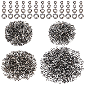 2000Pcs 4 Style Brass Crimp Beads, Rondelle