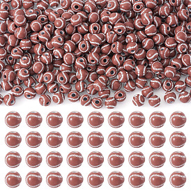 300 шт. акриловые непрозрачные европейские бусины с распылительной печатью, бусины с большим отверстием, бейсбол