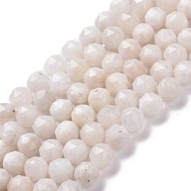 Natural Rainbow Moonstone Beads Strands, Star Cut Round Beads, Faceted
