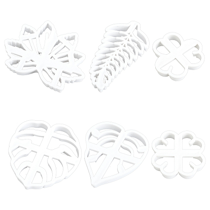 6Pcs 6 Style PP Plastic Cookie Cutters, Leaf-shaped, Plant Series