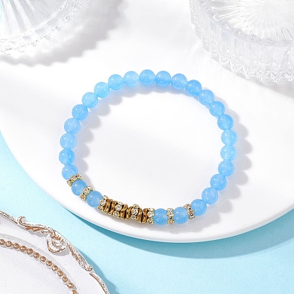 6.5Мм браслеты из натуральных окрашенных малайзийских нефритов с круглыми бусинами для женщин, золотые