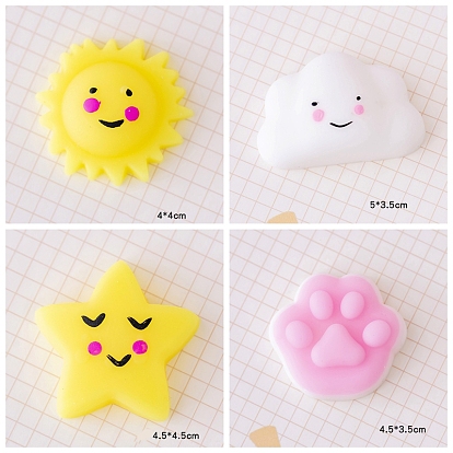 TPR Stress Toy, Funny Fidget Sensory Toy, for Stress Anxiety Relief, Sun/Cloud/Star/Paw Print Pattern