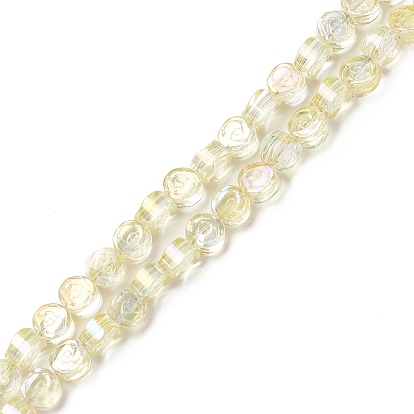 Гальванизируйте прозрачное стекло бисер нитей, с полным покрытием цвета радуги, плоско-круглые с розой 