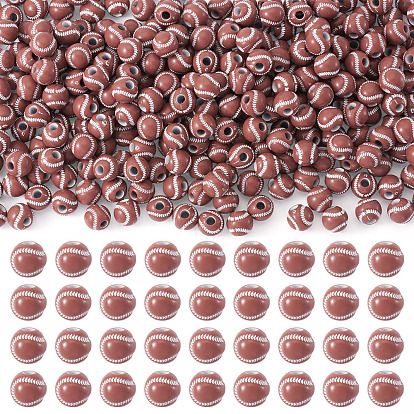 300 шт. акриловые непрозрачные европейские бусины с распылительной печатью, бусины с большим отверстием, бейсбол
