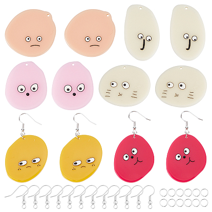 DIY Dangle Earring Making Kits, Including Acrylic Pendants, Iron Earring Hooks & Jump Rings, Face