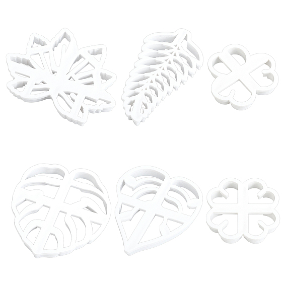 6Pcs 6 Style PP Plastic Cookie Cutters, Leaf-shaped, Plant Series