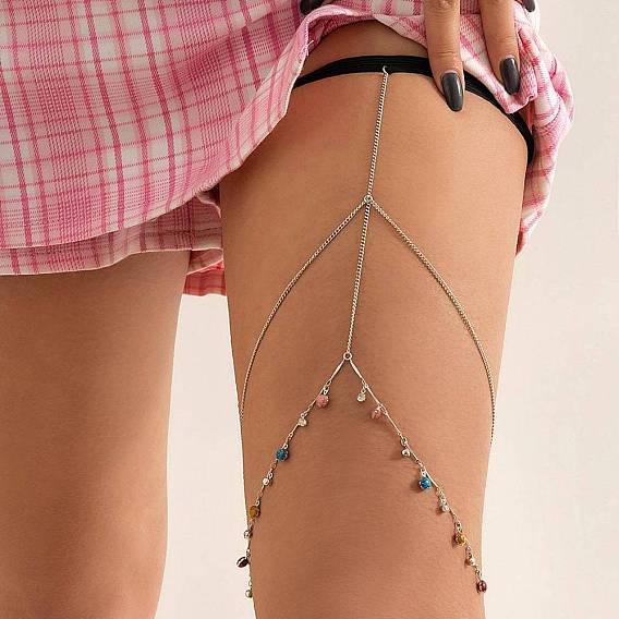 Цепочка на бедро из сплава с кисточками, кружевная эластичная лента-цепочка для тела для женщин