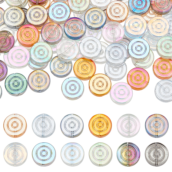 120 шт 12 цвета гальванические прозрачные стеклянные бусины нити, полное покрытие, плоские круглые с вихря
