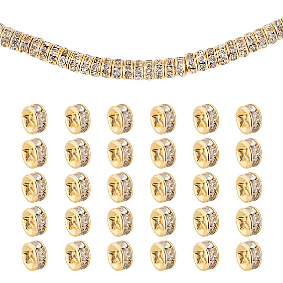 50 шт. 316 бусины-разделители из хирургической нержавеющей стали со стразами, плоско-круглые, ионное покрытие (ip)