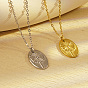 Модные 304 ожерелья из нержавеющей стали с подвеской в виде овала и листьев лотоса для ежедневного ношения у женщин.