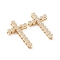 Brass Micro Pave Cubic Zirconia Slide Charms, Long-Lasting Plated, Cross