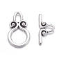 Ring Tibetan Style Alloy Toggle Clasps, Lead Free and Cadmium Free, Ring: 12x20mm, Bar: 18mm, Hole: 3mm