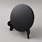 Round Natural Black Obsidian Scrying Mirror with Plastic Stand, for Home Decor & Meditation