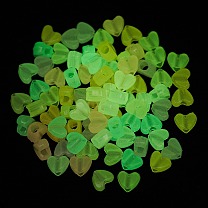 Luminous Transparent Acrylic Beads, Glow in the Dark, Heart