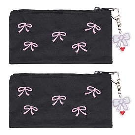 Пеналы из холста и полиэстера, с акриловым подвесным декором, нейлоновые пеналы на молнии, прямоугольник с бантом шаблон