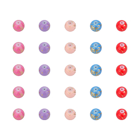 NBEADS Drawbench Glass Beads, Round, Spray Painted Style