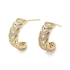 Rack Plating Brass Micro Pave Cubic Zirconia Stud Earring, Cadmium Free & Lead Free, Long-Lasting Plated