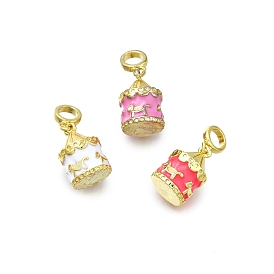 Латунь эмаль подвески, карусель очарование, долговечный, без свинца и без кадмия, реальный 18 k позолоченный, стойки покрытие