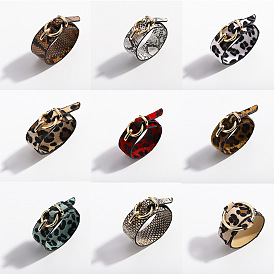 Fashion Leopard and Snake Print PU Leather Bracelet for Women