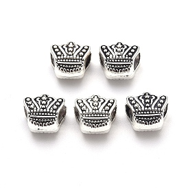  Perles européennes en alliage de style tibétain, Perles avec un grand trou   , sans cadmium et sans plomb, couronne