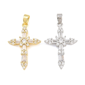Pendentifs en laiton zircon cubique transparent, charmes croisées