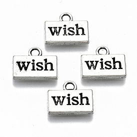 Подвески из сплава в тибетском стиле, прямоугольник со словом желание, без кадмия и без свинца