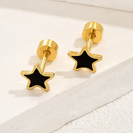 Star Fashionable Stainless Steel Earlobe Plugs, Screw Back Earrings for Women, Unique and Cool