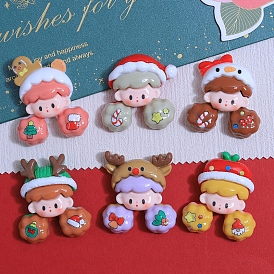 Christmas Series Opaque Resin Decoden Cabochons, Cute Girl