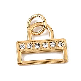 304 Stainless Steel Rhinestone Pendants, Lock Charms