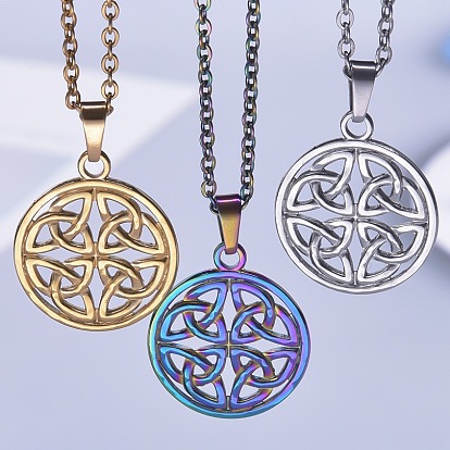 201 плоские круглые ожерелья из нержавеющей стали с подвеской в виде узла викингов для женщин и мужчин