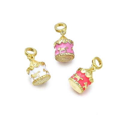 Латунь эмаль подвески, карусель очарование, долговечный, без свинца и без кадмия, реальный 18 k позолоченный, стойки покрытие