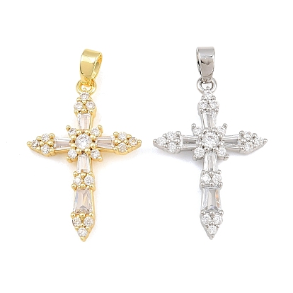 Pendentifs en laiton zircon cubique transparent, charmes croisées