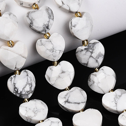 Природные Говлит бисер нитей, граненое сердце, с бисером