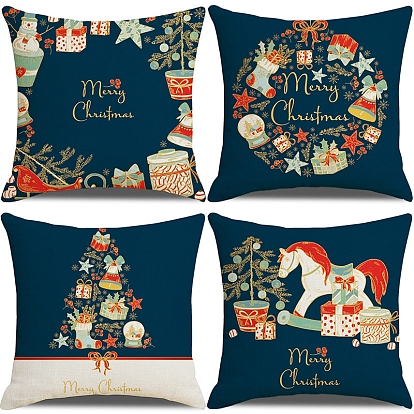 Christmas Polyester Pillow Covers, Cushion Cover, for Couch Sofa Bed, Square, without Pillow Filling