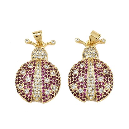 Латунные микро проложить кубического циркония подвески, божья коровка прелести, без кадмия и без свинца, стойки покрытие, долговечный