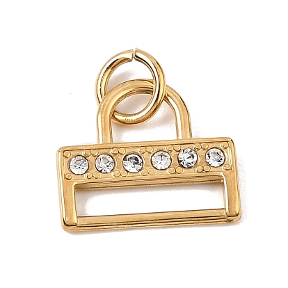304 Stainless Steel Rhinestone Pendants, Lock Charms