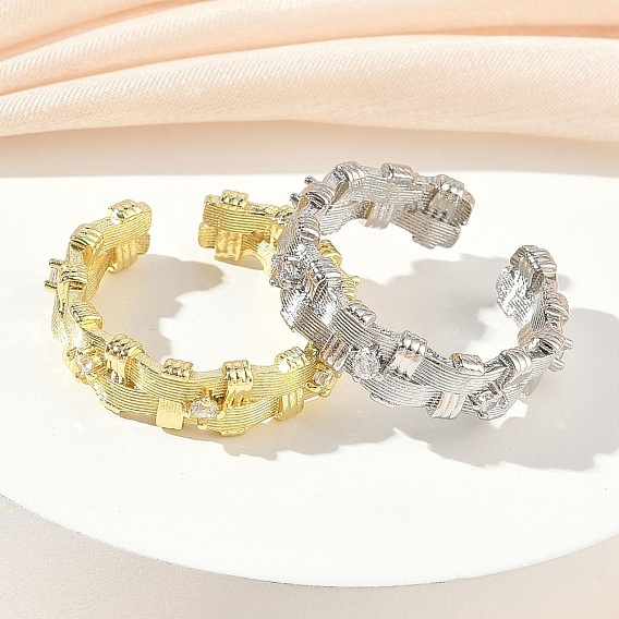 Открытые кольца манжеты из латуни с микропаве и кубическим цирконием, без кадмия и без свинца, стойки покрытие, долговечный