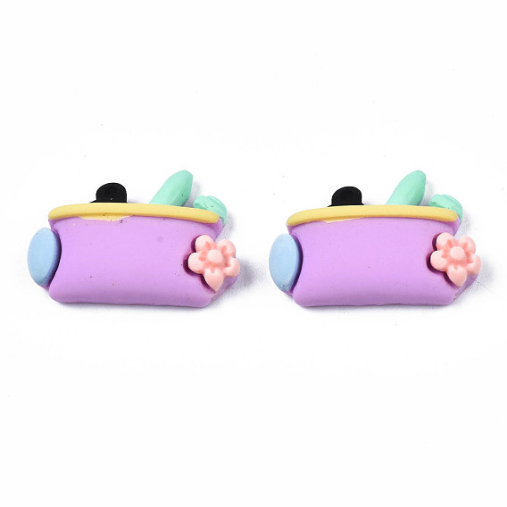 Opaque Resin Cabochons, Flowerpot