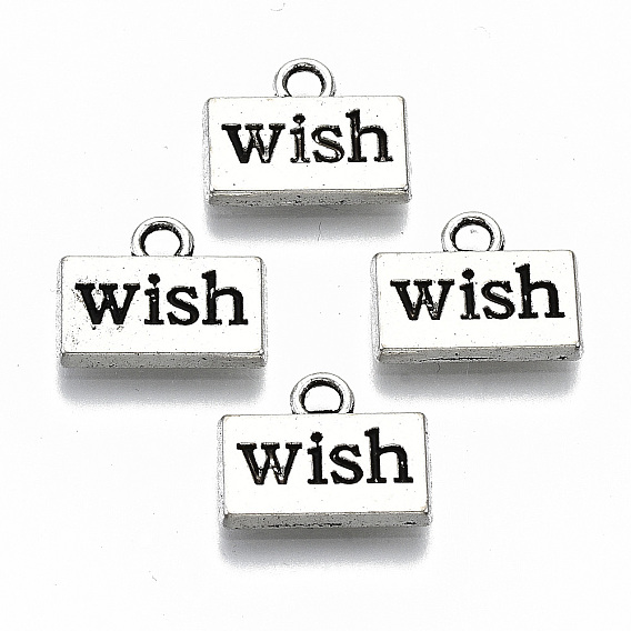 Подвески из сплава в тибетском стиле, прямоугольник со словом желание, без кадмия и без свинца