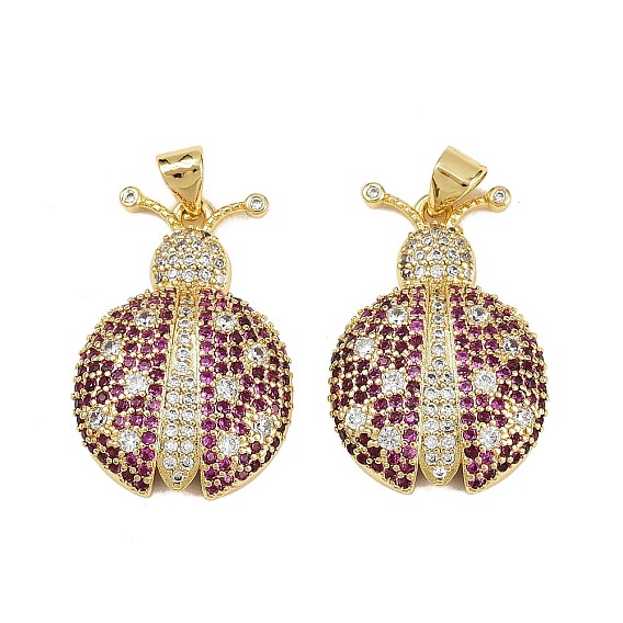 Латунные микро проложить кубического циркония подвески, божья коровка прелести, без кадмия и без свинца, стойки покрытие, долговечный