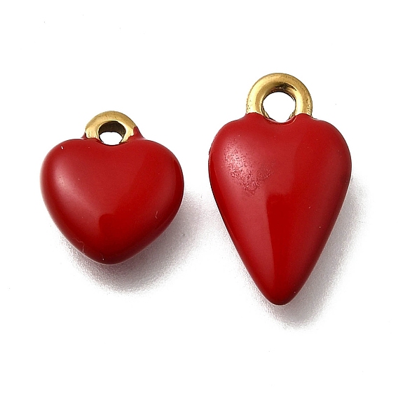 304 нержавеющей стальной эмали подвески, сердце прелести, ионное покрытие (ip), реальный 18 k позолоченный
