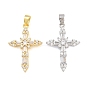 Brass Micro Pave Clear Cubic Zirconia Pendants, Cross Charms