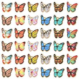 60 pcs 12 couleurs pendentifs en alliage d'émail, or, charme de papillon