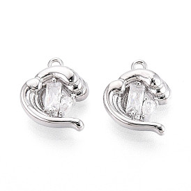 Латунные микропаве прозрачные кубические циркониевые подвески, без кадмия, без никеля и без свинца, волна воды