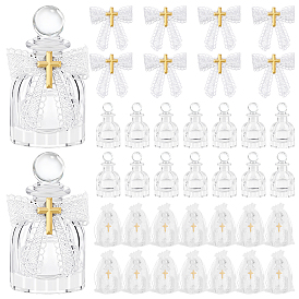 14шт. стеклянные флаконы для ароматерапии с духами, многоразовая бутылка, с 14 подарочными пакетами из органзы шт., религиозная крестообразная брошь и украшение в виде бантика из полиэстера